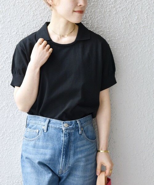 SHIPS for women / シップスウィメン カットソー | SHIPS any:〈抗菌消臭〉USAコットン ポロ ギャザー スリーブ TEE | 詳細13