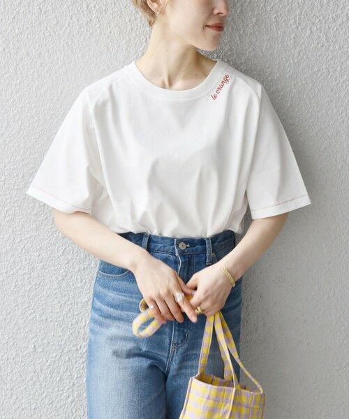 SHIPS for women / シップスウィメン カットソー | SHIPS any:〈ウォッシャブル〉ネック エンブロイダリー TEE | 詳細9