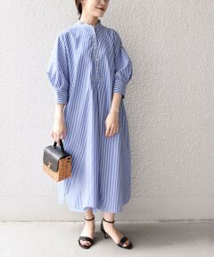 SHIPS / シップス ミニ丈・ひざ丈ワンピース | 〈手洗い可能〉ハーフスリーブパールモチーフボタンワンピース