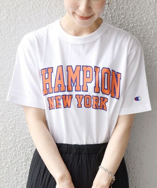 SHIPS for women / シップスウィメン カットソー | Champion: カラー ロゴ プリント TEE | 詳細4