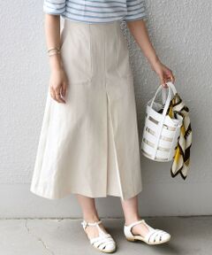 SHIPS / シップス ミニ・ひざ丈スカート | SHIPS any:〈ウォッシャブル〉ライト フロント ボックスプリーツ タック ミディ スカート