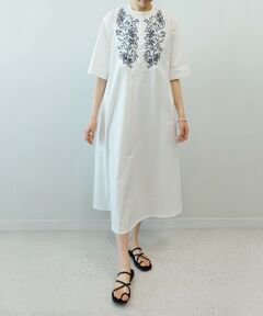 SHIPS / シップス ロング・マキシ丈ワンピース | *〈洗濯機可能〉配色刺繍ワンピース◇