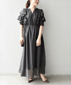 SHIPS / シップス ロング・マキシ丈ワンピース | *〈手洗い可能〉シアーカルゼフリルワンピース◇