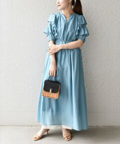 SHIPS / シップス ロング・マキシ丈ワンピース | 《一部追加予約》*〈手洗い可能〉シアーカルゼフリルワンピース◆