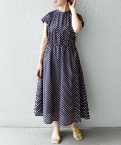 SHIPS / シップス ロング・マキシ丈ワンピース | SHIPS any:〈ウォッシャブル〉ジオメトリック フレンチスリーブ ワンピース