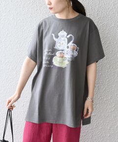 SHIPS / シップス カットソー | *オーガニックコットンカフェプリントTEE◇