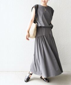 SHIPS / シップス ロング・マキシ丈ワンピース | 〈洗濯機可能〉ギャザーディテールセットアップ◇