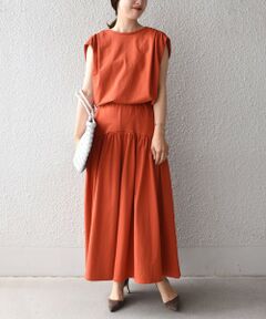 SHIPS / シップス ロング・マキシ丈ワンピース | 〈洗濯機可能〉ギャザーディテールセットアップ◇