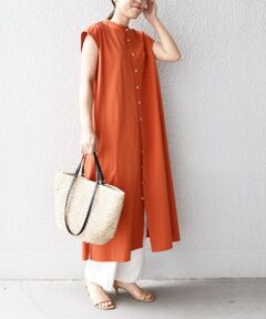 SHIPS / シップス ロング・マキシ丈ワンピース | 〈手洗い可能〉フレンチスリーブジレワンピース