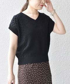 SHIPS / シップス ニット・セーター | 〈手洗い可能〉ショート丈ケーブル柄ニット◇