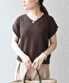 SHIPS / シップス ニット・セーター | 〈手洗い可能〉ショート丈ケーブル柄ニット◇