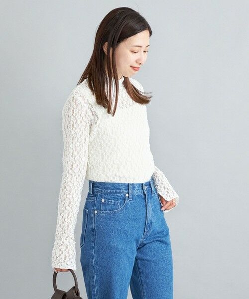 SHIPS for women / シップスウィメン カットソー | 〈手洗い可能〉オーガニックコットンレースハイネックカットソー◇ | 詳細9