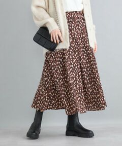 SHIPS / シップス ロング・マキシ丈スカート | 〈手洗い可能〉レオパードプリントフレアスカート◇