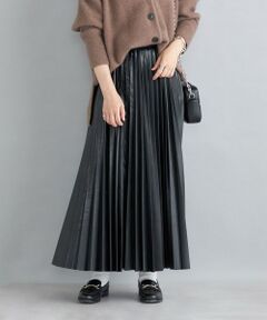 【直販新品】フェイクレザーボックスプリーツスカート 黒計4点 ロングスカート