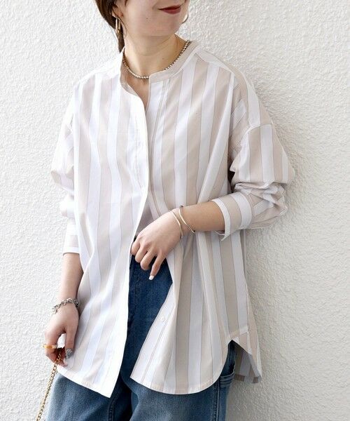 SHIPS / シップス シャツ・ブラウス | 《一部追加予約》SHIPS any:〈洗濯機可能〉REPREVE バンド カラー シャツ（ベージュ）