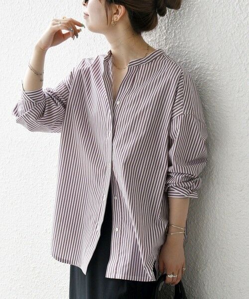 SHIPS / シップス シャツ・ブラウス | 《一部追加予約》SHIPS any:〈洗濯機可能〉REPREVE バンド カラー シャツ(ワイン)