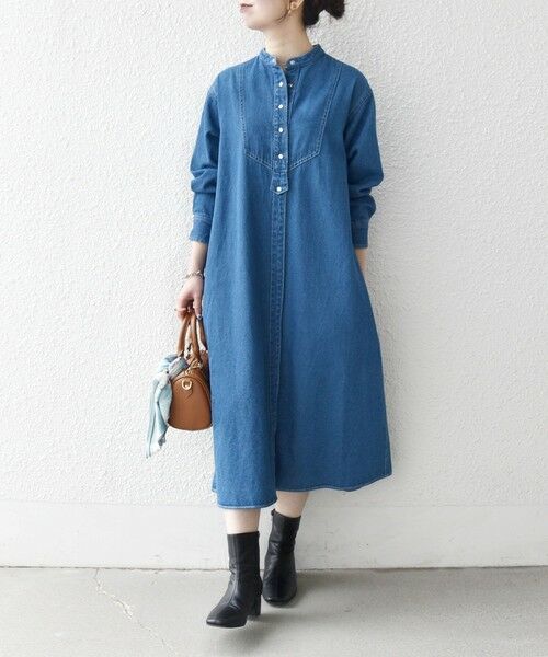 SHIPS / シップス ロング・マキシ丈ワンピース | SHIPS any:〈洗濯機可能〉デニム ブザム シャツ ワンピース［SHIPS any DENIM］ | 詳細10