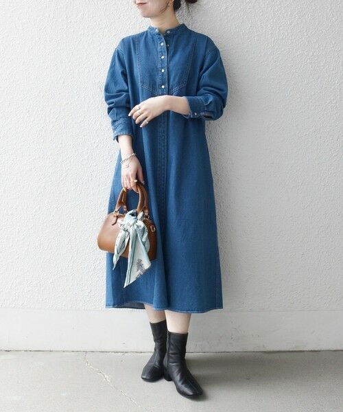 SHIPS / シップス ロング・マキシ丈ワンピース | SHIPS any:〈洗濯機可能〉デニム ブザム シャツ ワンピース［SHIPS any DENIM］ | 詳細11