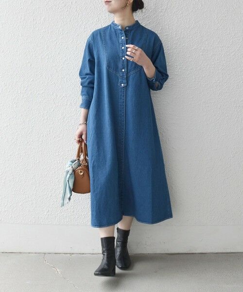 SHIPS / シップス ロング・マキシ丈ワンピース | SHIPS any:〈洗濯機可能〉デニム ブザム シャツ ワンピース［SHIPS any DENIM］ | 詳細8