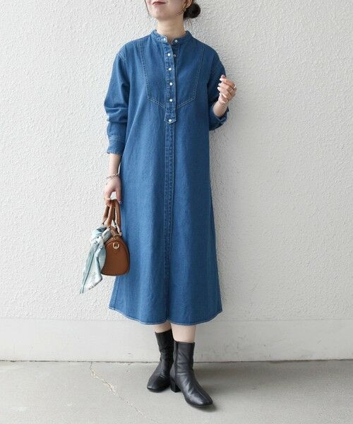 SHIPS / シップス ロング・マキシ丈ワンピース | SHIPS any:〈洗濯機可能〉デニム ブザム シャツ ワンピース［SHIPS any DENIM］ | 詳細9