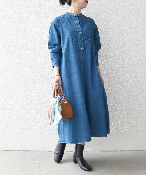SHIPS / シップス ロング・マキシ丈ワンピース | SHIPS any:〈洗濯機可能〉デニム ブザム シャツ ワンピース［SHIPS any DENIM］（ブルー）