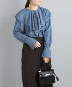 SHIPS / シップス シャツ・ブラウス | 〈手洗い可能〉デニムフリルブラウス◇