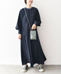 SHIPS / シップス ロング・マキシ丈ワンピース | *〈洗濯機可能〉ジョーゼットリブ切替ロングスリーブワンピース◇