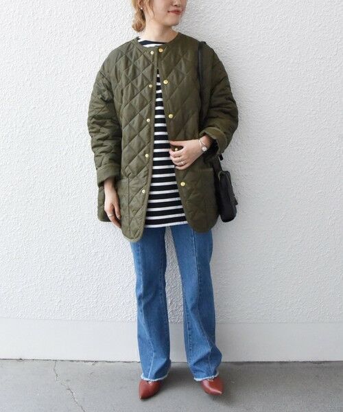 【SHIPS any別注】Traditional Weatherwear: WAVERLY TWW BOYFRIEND ノーカラーキルティングコート