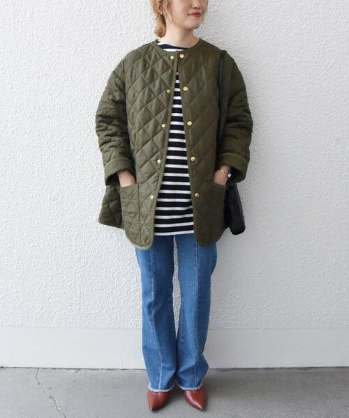 【SHIPS any別注】Traditional Weatherwear: WAVERLY TWW BOYFRIEND ノーカラーキルティングコート