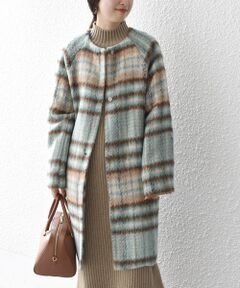 SHIPS / シップス その他アウター | *シャギーチェックノーカラーコート◇