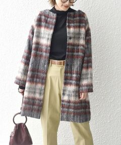 SHIPS / シップス その他アウター | *シャギーチェックノーカラーコート◇