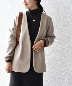 SHIPS / シップス ノーカラージャケット | *〈手洗い可能〉ウーレットノーカラーリバージャケット◇