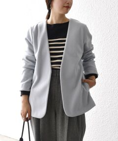 SHIPS / シップス ノーカラージャケット | *〈手洗い可能〉ウーレットノーカラーリバージャケット◇