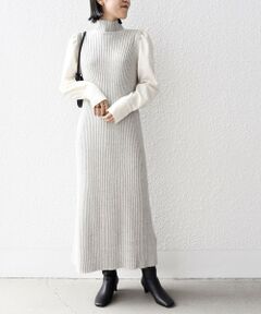 SHIPS / シップス ロング・マキシ丈ワンピース | *〈手洗い可能〉パフスリーブ布帛ニットワンピース◇