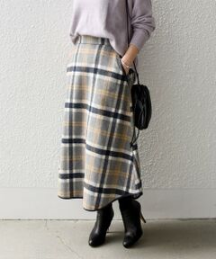 SHIPS / シップス ミニ・ひざ丈スカート | SHIPS any:〈ウォッシャブル〉ビッグ チェック ラウンドヘム ミディ スカート