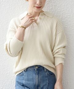 SHIPS / シップス ニット・セーター | SHIPS any: ファインウール ミックス リブ カラー プルオーバー