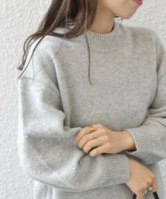 SHIPS / シップス ニット・セーター | SHIPS any: 〈手洗い可能〉プチ パールライク スリーブ ニットプルオーバー