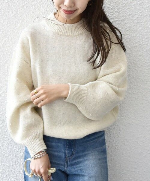 SHIPS / シップス ニット・セーター | SHIPS any: 〈手洗い可能〉プチ パールライク スリーブ ニットプルオーバー | 詳細4