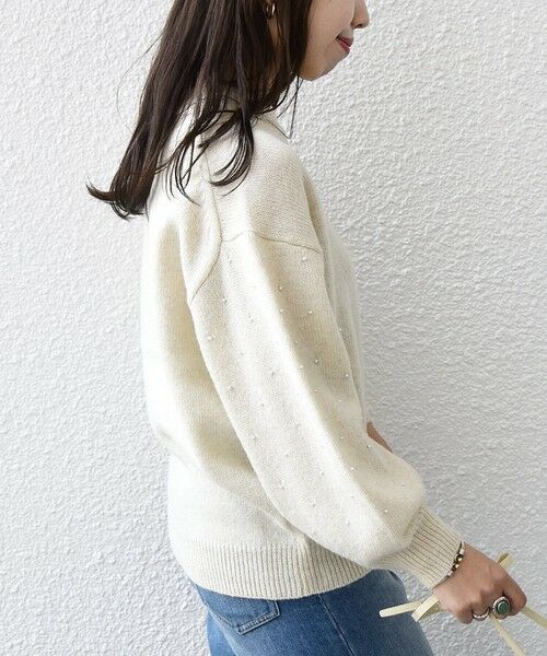 SHIPS / シップス ニット・セーター | SHIPS any: 〈手洗い可能〉プチ パールライク スリーブ ニットプルオーバー | 詳細5