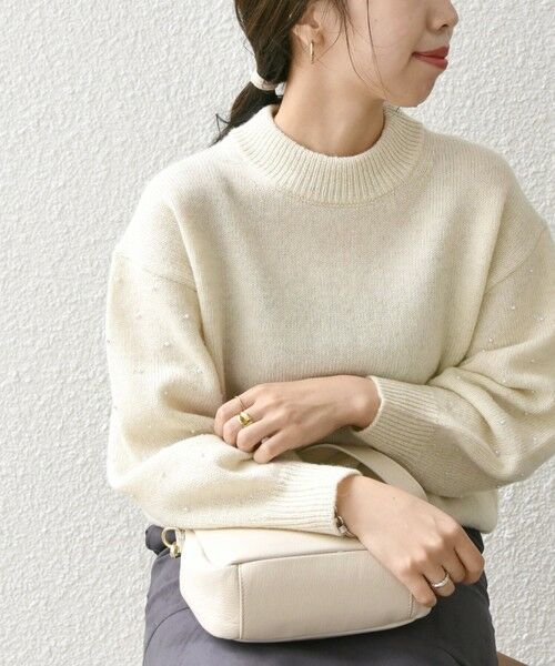 SHIPS / シップス ニット・セーター | SHIPS any: 〈手洗い可能〉プチ パールライク スリーブ ニットプルオーバー | 詳細9