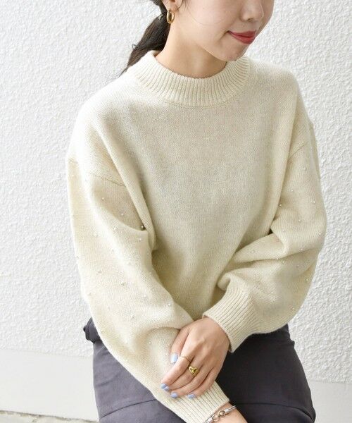 SHIPS / シップス ニット・セーター | SHIPS any: 〈手洗い可能〉プチ パールライク スリーブ ニットプルオーバー | 詳細10