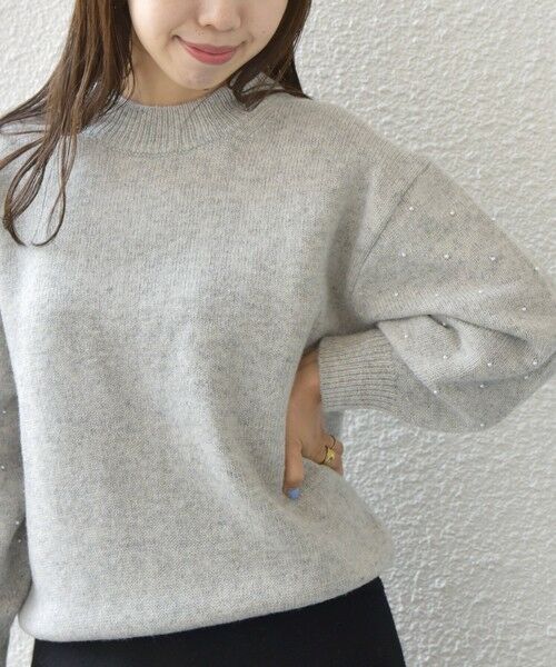 SHIPS / シップス ニット・セーター | SHIPS any: 〈手洗い可能〉プチ パールライク スリーブ ニットプルオーバー | 詳細23