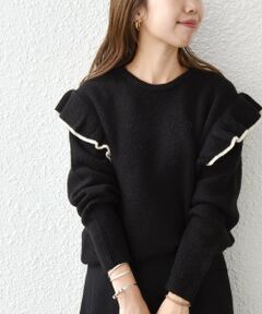 SHIPS / シップス ニット・セーター | SHIPS any: トリミング ショルダー フリル ニット プルオーバー