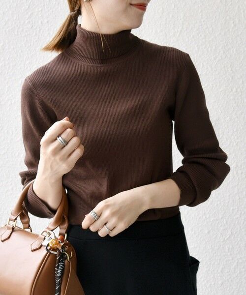 SHIPS / シップス ニット・セーター | 《一部追加予約》SHIPS any:〈手洗い可能〉デリケート リブ タートルネック ニット プルオーバー(ダークブラウン)
