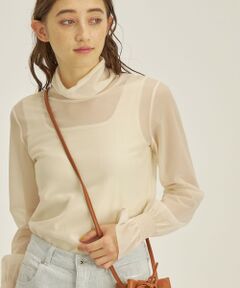 SHIPS / シップス カットソー（半袖以外） | 〈手洗い可能〉シアー オーガンジー シャーリング 袖 タートルネック ◇