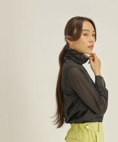 SHIPS / シップス カットソー（半袖以外） | 〈手洗い可能〉シアー オーガンジー シャーリング 袖 タートルネック ◇