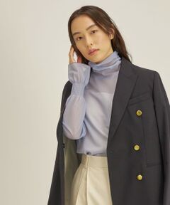 SHIPS / シップス カットソー（半袖以外） | 〈手洗い可能〉シアー オーガンジー シャーリング 袖 タートルネック ◇