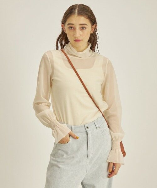 SHIPS / シップス カットソー（半袖以外） | 〈手洗い可能〉シアー オーガンジー シャーリング 袖 タートルネック ◇ | 詳細4