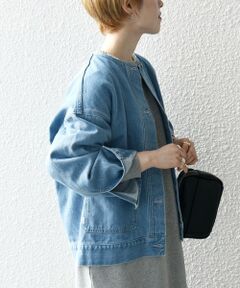 《一部追加予約》SHIPS any: ノーカラー デニム ブルゾン［SHIPS any DENIM］