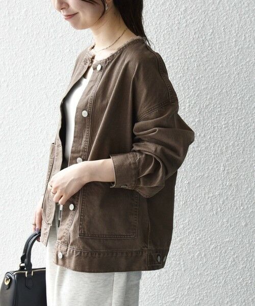 SHIPS / シップス Gジャン・デニムジャケット | 《一部予約》SHIPS any: ノーカラー デニム ブルゾン［SHIPS any DENIM］ | 詳細8